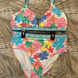 Tropical Floral Womens Freshwater Bikini Top & Bottom XL